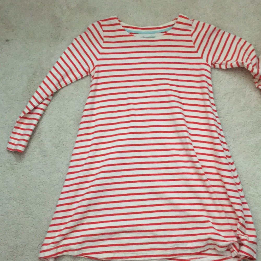 MiniBoden orange striped shirt dress girl’s 7-8
